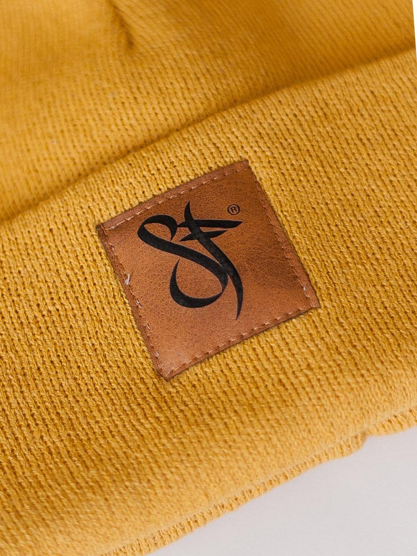 Beanie Leather Patch yellow
