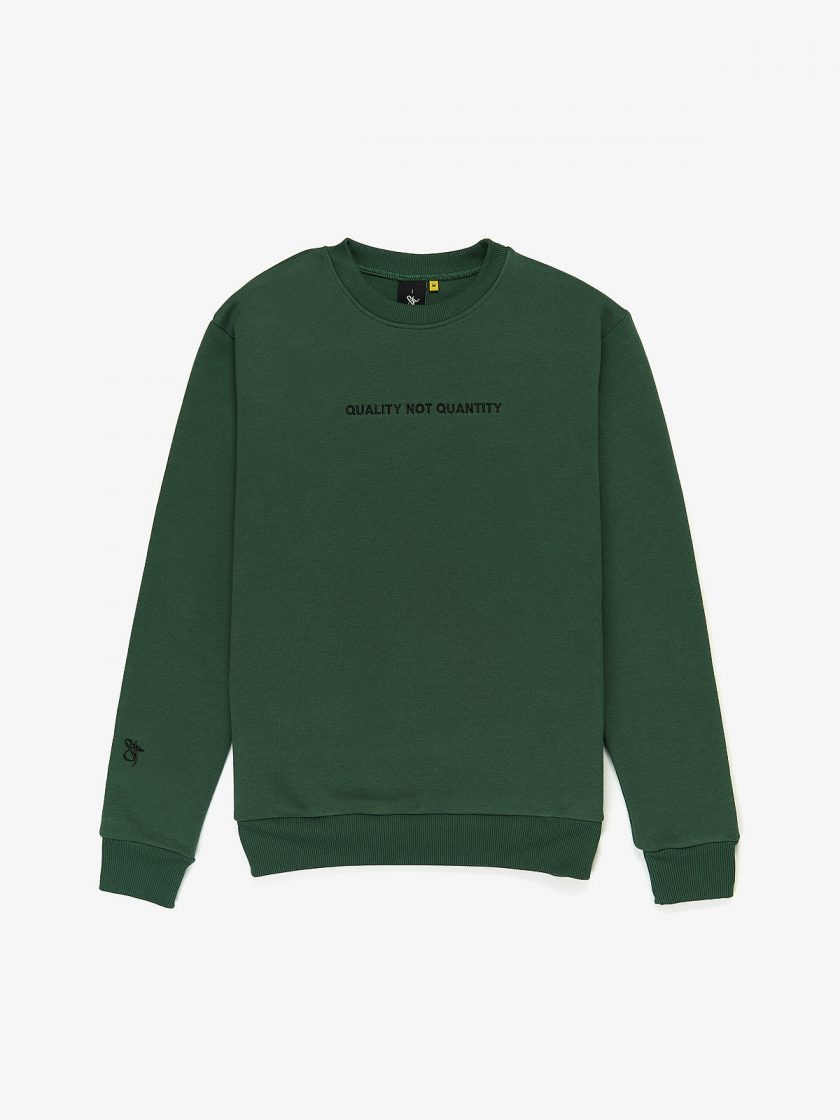 quality not quantity sweatshirt dusk green