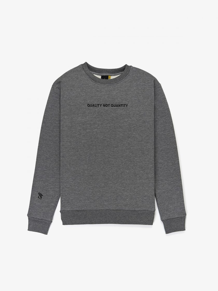 quality not quantity sweatshirt grey