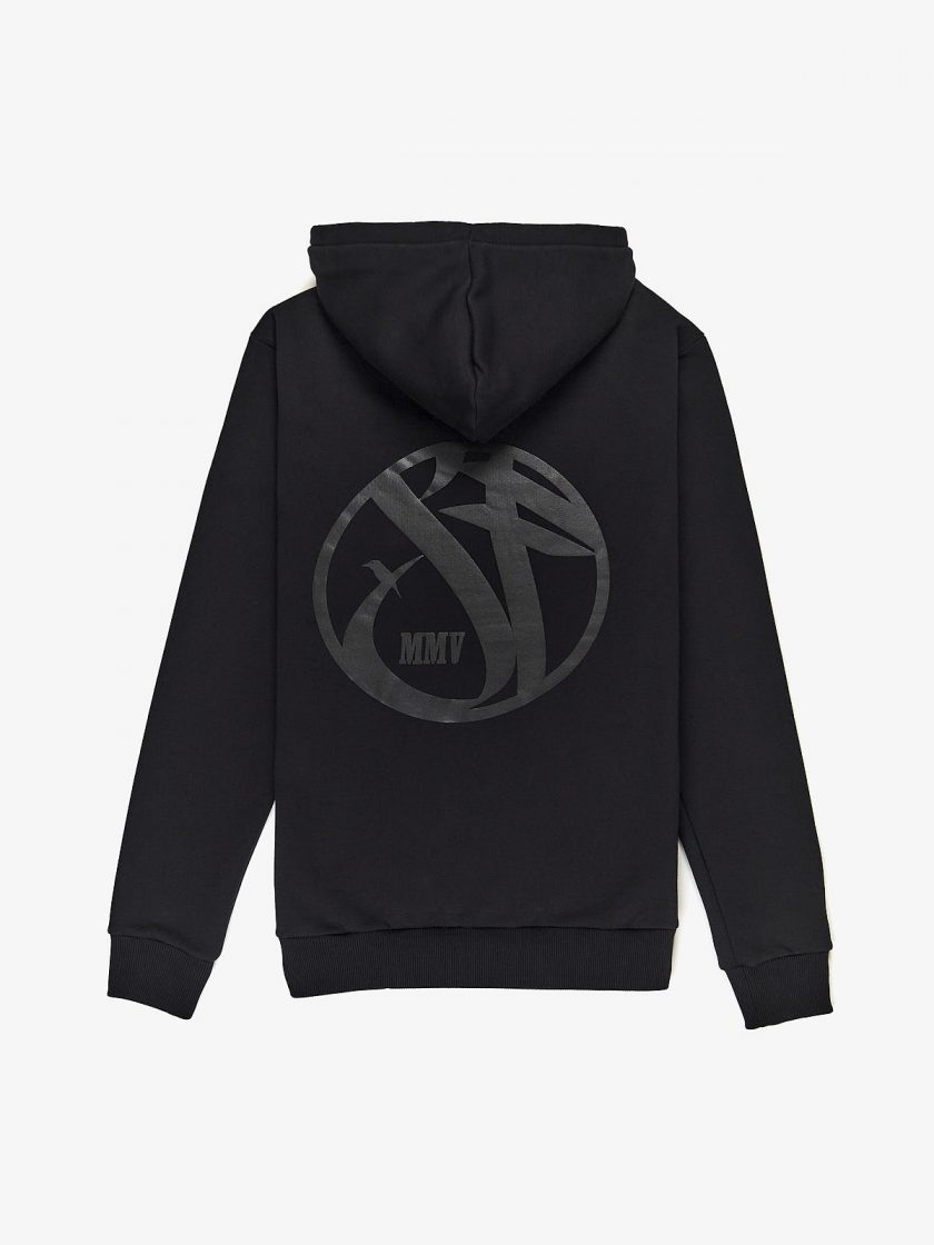 sf crew emblem hoodie black design detail