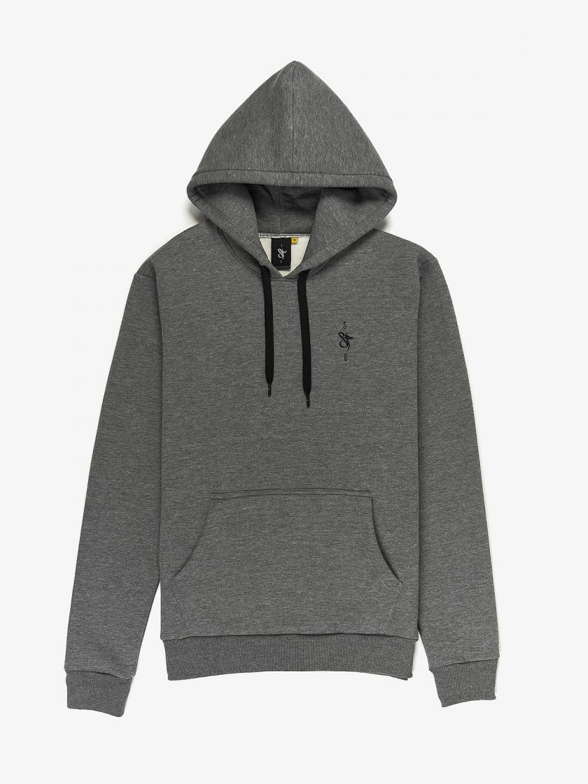 sf crew emblem hoodie melange grey